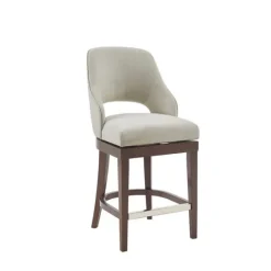 Kirkland's Home Cream Open Back Swivel Base Counter Stool- Bar Stools & Counter Height Stools