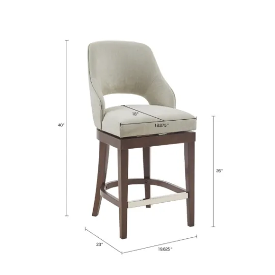 Kirkland's Home Cream Open Back Swivel Base Counter Stool- Bar Stools & Counter Height Stools
