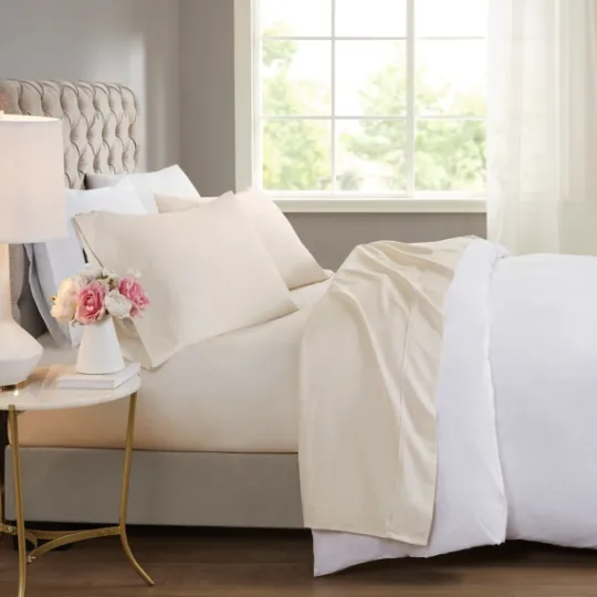 Kirkland's Home Cream Rich Cooling Cotton Queen Sheet Set- Bed Sheets