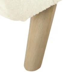 Kirkland's Home Cream Sherpa And Wood Storage Bench- Benches & Ottomans