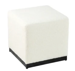 Kirkland's Home Cream Sherpa Boucle Cube Ottoman- Benches & Ottomans