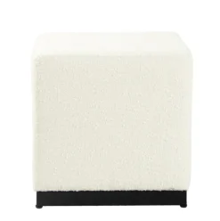 Kirkland's Home Cream Sherpa Boucle Cube Ottoman- Benches & Ottomans