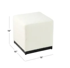 Kirkland's Home Cream Sherpa Boucle Cube Ottoman- Benches & Ottomans