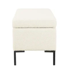 Kirkland's Home Cream Sherpa Boucle Storage Bench- Benches & Ottomans