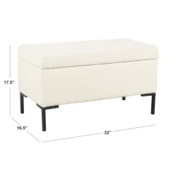 Kirkland's Home Cream Sherpa Boucle Storage Bench- Benches & Ottomans
