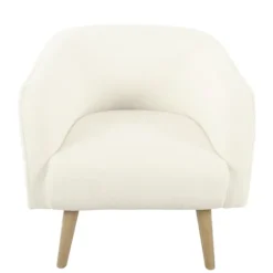 Kirkland's Home Cream Sherpa Upholstered Barrel Accent Chair- Accent Chairs