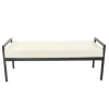 Kirkland's Home Cream Sherpa Upholstered Metal Bench- Benches & Ottomans