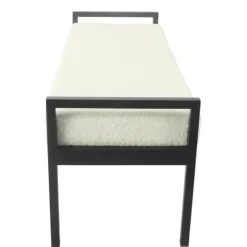 Kirkland's Home Cream Sherpa Upholstered Metal Bench- Benches & Ottomans