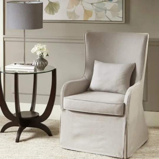 Kirkland's Home Cream Slipcovered Accent Chair- Accent Chairs