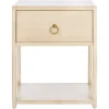 Kirkland's Home Cream Square Wood Nightstand- Nightstands