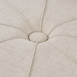 Kirkland's Home Cream Thick Welting Center Button Oval Ottoman- Benches & Ottomans