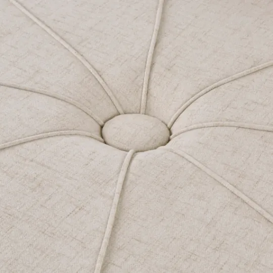 Kirkland's Home Cream Thick Welting Center Button Oval Ottoman- Benches & Ottomans
