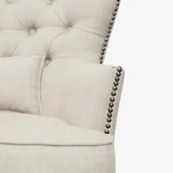 Kirkland's Home Cream Tufted Armchair With Lumbar Pillow- Accent Chairs