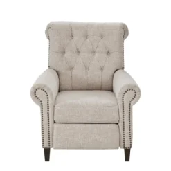 Kirkland's Home Cream Tufted Back Nailhead Trim Recliner Armchair- Accent Chairs