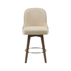 Kirkland's Home Cream Tufted Back Swivel Counter Stool- Bar Stools & Counter Height Stools