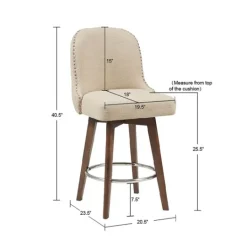 Kirkland's Home Cream Tufted Back Swivel Counter Stool- Bar Stools & Counter Height Stools