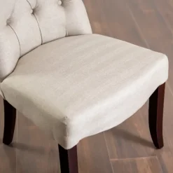 Kirkland's Home Cream Tufted Dining Chair With Rolled Back- Dining Chairs
