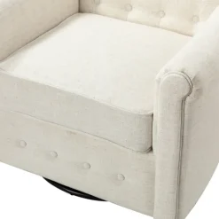 Kirkland's Home Cream Tufted Swivel Accent Chair- Accent Chairs