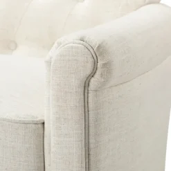 Kirkland's Home Cream Tufted Swivel Accent Chair- Accent Chairs