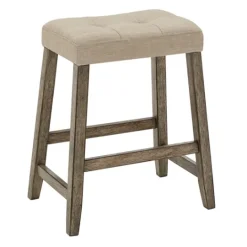 Kirkland's Home Cream Tufted Upholstered Counter Stools, Set Of 3- Bar Stools & Counter Height Stools