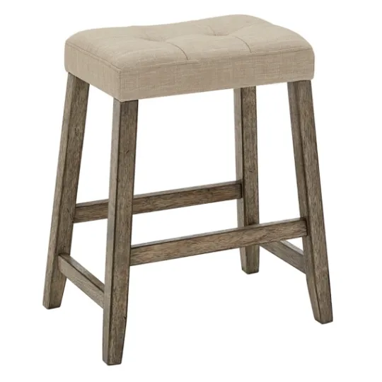 Kirkland's Home Cream Tufted Upholstered Counter Stools, Set Of 3- Bar Stools & Counter Height Stools