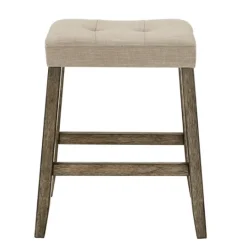 Kirkland's Home Cream Tufted Upholstered Counter Stools, Set Of 3- Bar Stools & Counter Height Stools