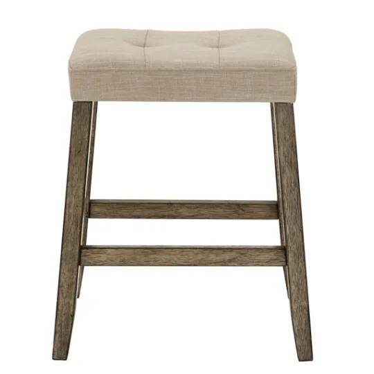 Kirkland's Home Cream Tufted Upholstered Counter Stools, Set Of 3- Bar Stools & Counter Height Stools
