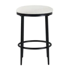 Kirkland's Home Cream Upholstered Metal Counter Stool- Bar Stools & Counter Height Stools
