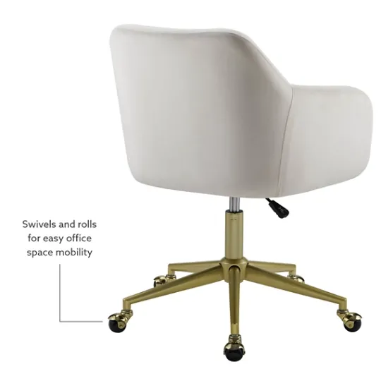 Kirkland's Home Cream Upholstered Tufted Swivel Office Chair- Office Furniture