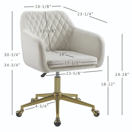 Kirkland's Home Cream Upholstered Tufted Swivel Office Chair- Office Furniture