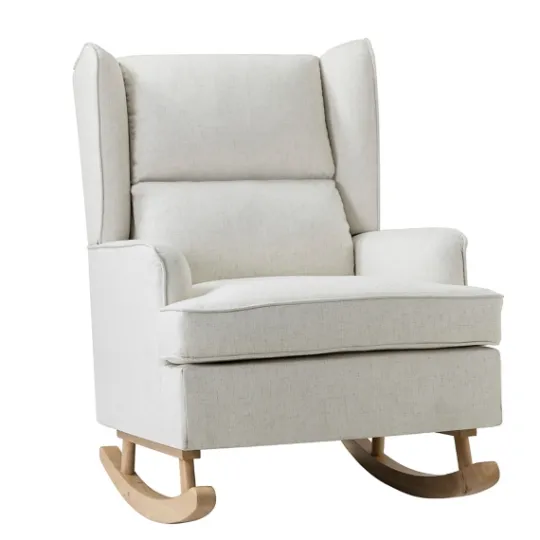 Kirkland's Home Cream Upholstered Wingback Rocking Chair- Accent Chairs