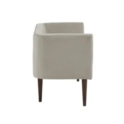 Kirkland's Home Cream Velvet Low Back Transitional Settee- Sofas & Loveseats
