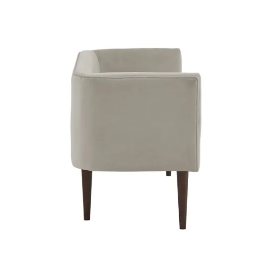Kirkland's Home Cream Velvet Low Back Transitional Settee- Sofas & Loveseats