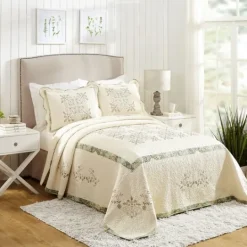 Kirkland's Home Cream Vintage Treasure Queen Bedspread- Bedspreads & Coverlets
