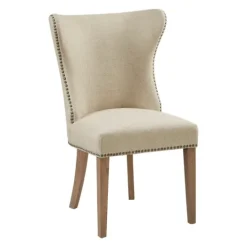 Kirkland's Home Cream Wing Back Nailhead Dining Chairs, Set Of 2- Dining Chairs