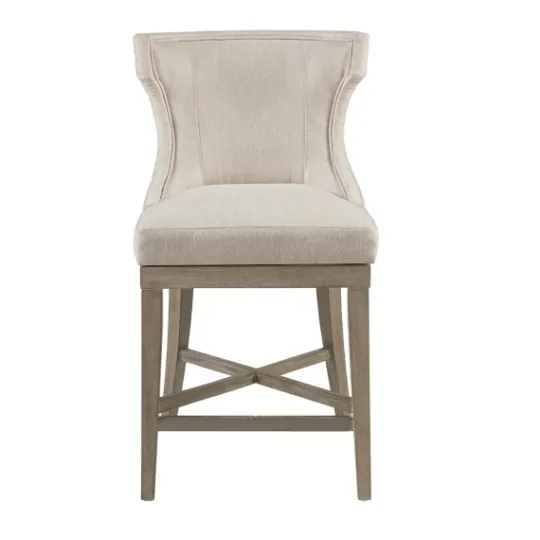 Kirkland's Home Cream Wingback Swivel Seat Counter Stool- Bar Stools & Counter Height Stools