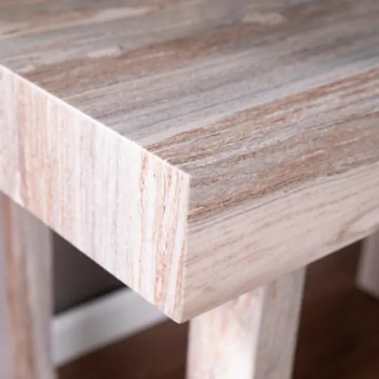 Kirkland's Home Cream Wood Faux Marble Desk- Office Furniture