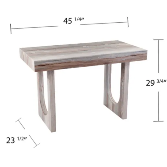 Kirkland's Home Cream Wood Faux Marble Desk- Office Furniture