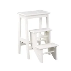 Kirkland's Home Cream Wooden 3-Level Step Stool- Bar Stools & Counter Height Stools