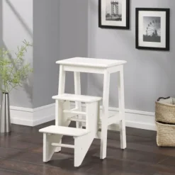 Kirkland's Home Cream Wooden 3-Level Step Stool- Bar Stools & Counter Height Stools