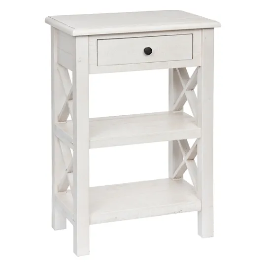 Kirkland's Home Cream Wooden Plank Side Table- Accent & End Tables