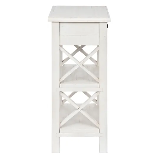 Kirkland's Home Cream Wooden Plank Side Table- Accent & End Tables