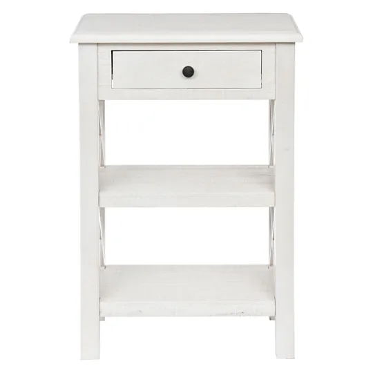 Kirkland's Home Cream Wooden Plank Side Table- Accent & End Tables