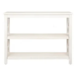 Kirkland's Home Cream Wooden Plank X-Frame Console Table- Entryway Furniture
