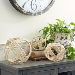 Kirkland's Home Cream Woven Decorative Orbs, Set Of 3- Decorative Accents