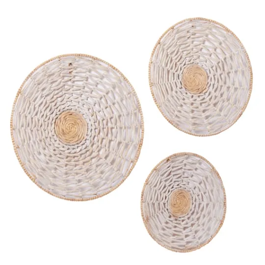Kirkland's Home Cream Woven Dried Plant Wall Sculptures, Set Of 3- Wall Plaques