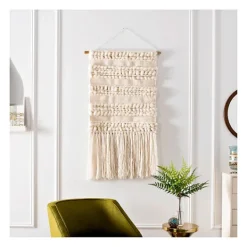 Kirkland's Home Cream Woven Fringe Macrame Wall Hanging- Wall Plaques