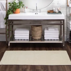Kirkland's Home Creme Plush Reversible Cotton Bath Mat, 60 In.- Bathroom Rugs