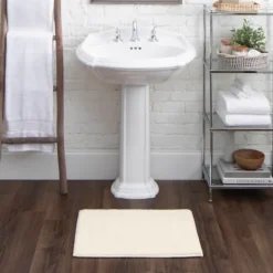 Kirkland's Home Creme Plush Reversible Cotton Bath Mat, 45 In.- Bathroom Rugs