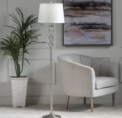 Kirkland's Home Crystal And Silver Metal Floor Lamp- Floor Lamps